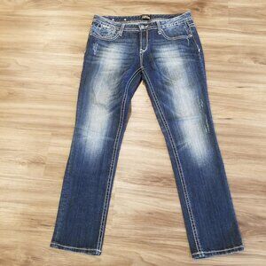 Rerock For Express Women's Size 10 S Skinny Straight Jeans Thich Stitch EUC